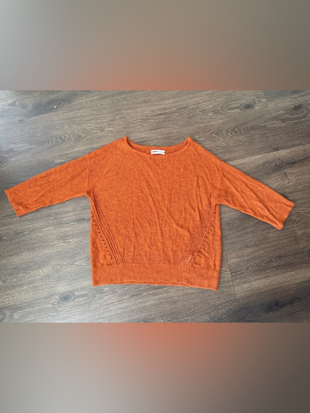 Anthropologie Rust Colored Linen Blend Knit Sweater